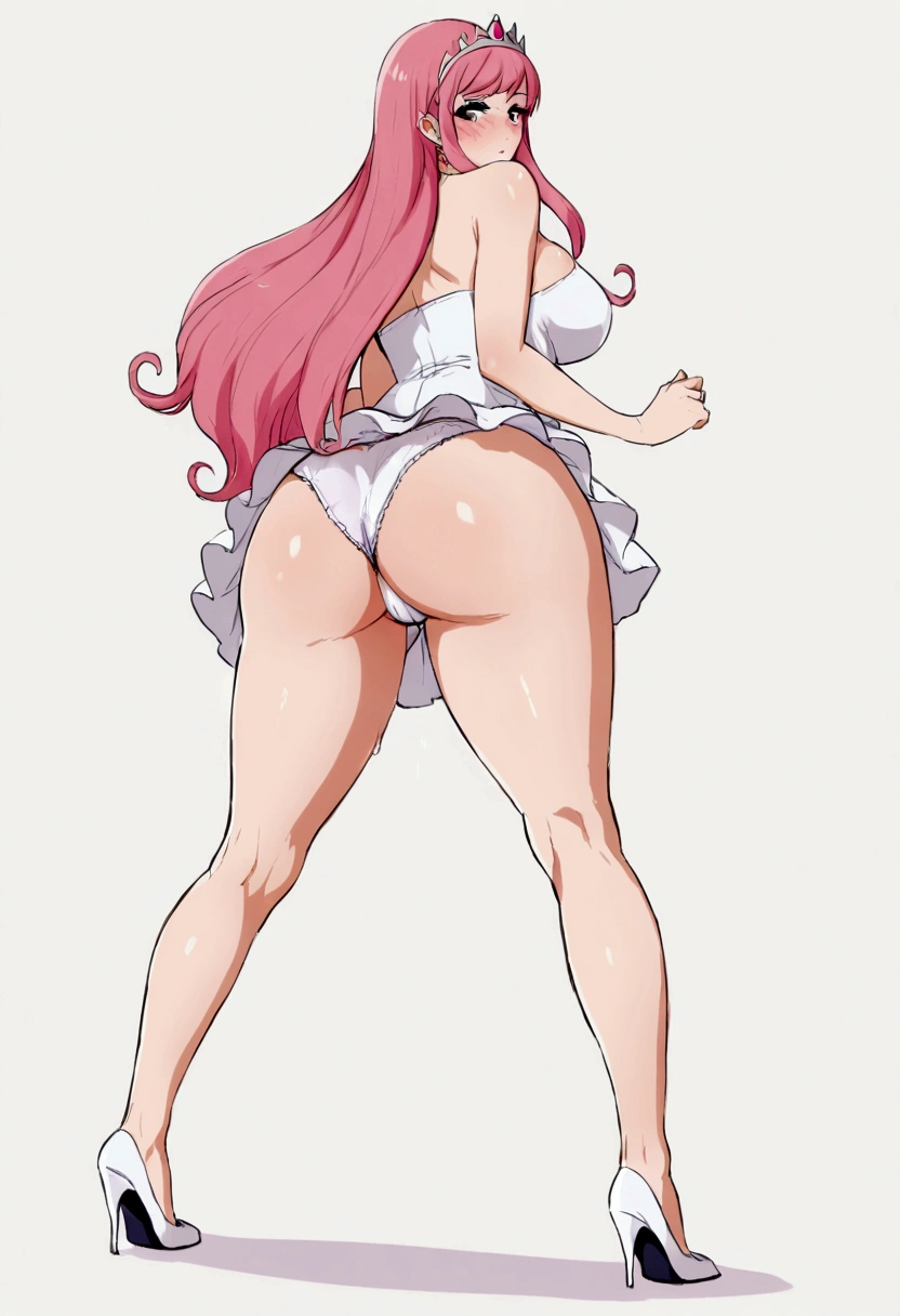 Princess bubblegum, busty, panties, small dress, high heels, tighthighs, focus on butt, full body