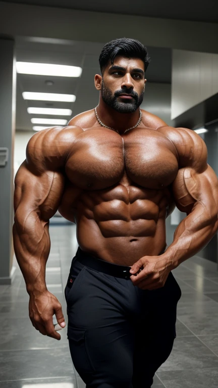 handsome 40 years old indian young GURJAR masculine strong bodybuilder boy in security guard uniform with batches with huge wide muscular shoulders, wide chest, abs, masculine wide triceps, arms, biceps, big masculine legs, wide thighs, calfs, black-haired, hair falls on your face, His perfect( big huge penis) is (coming out) of his pant,masterpieces, head to calf view, clear face, shot with nikon camera