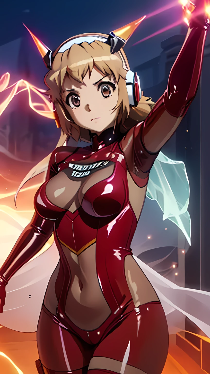 Realistic, High resolution, Soft Light, 1 Female, alone, Hip Up, Dynamic pose, Glowing Skin, Thick bodysuit, See-through dress,latex