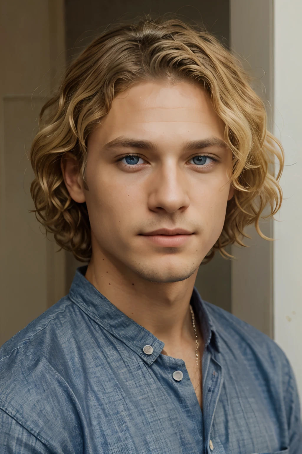 DAVID KING OF ISRAEL blonde hair blue eyes, short curly wavy hair