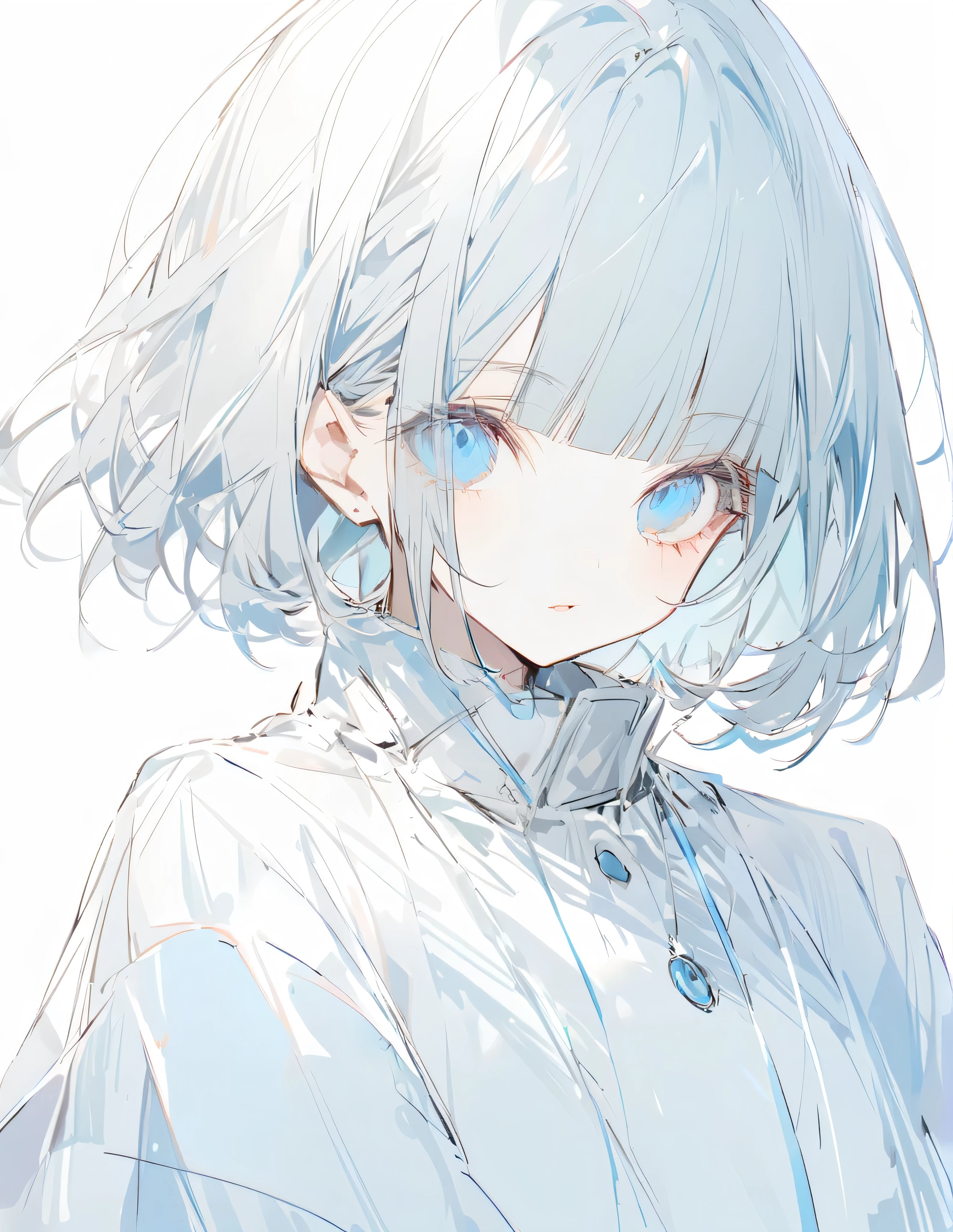 魔法学園でblondesのが食堂でオムライスを食べる(Sketches), (Open Close), (Small body), (blondes:1.5) (Short Bob Hair:1.4), (Blue eyes)(Blunt bangs:1.3)