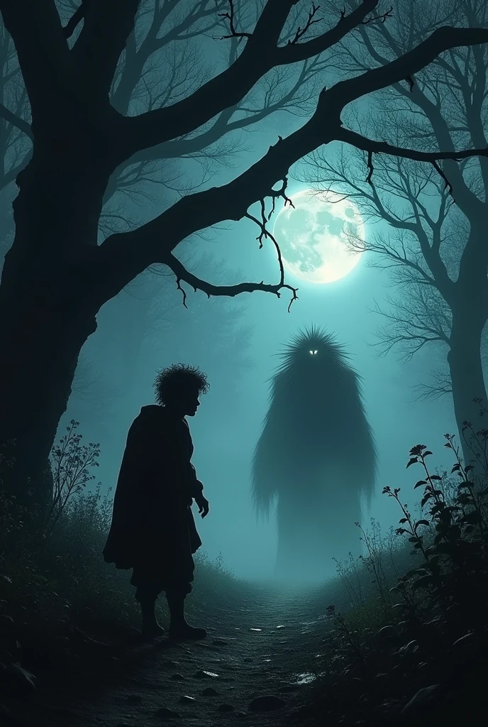 The little hunchback (man) ask who is it, but he is scared thinking he is a goblin and sweats profusely, the cry of the.The hairy hair is getting bigger and bigger but also further away