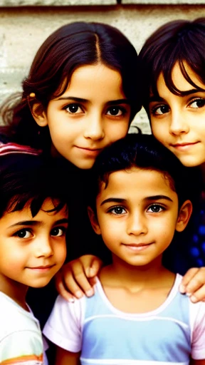  A group of Italian children together focused on the face. 