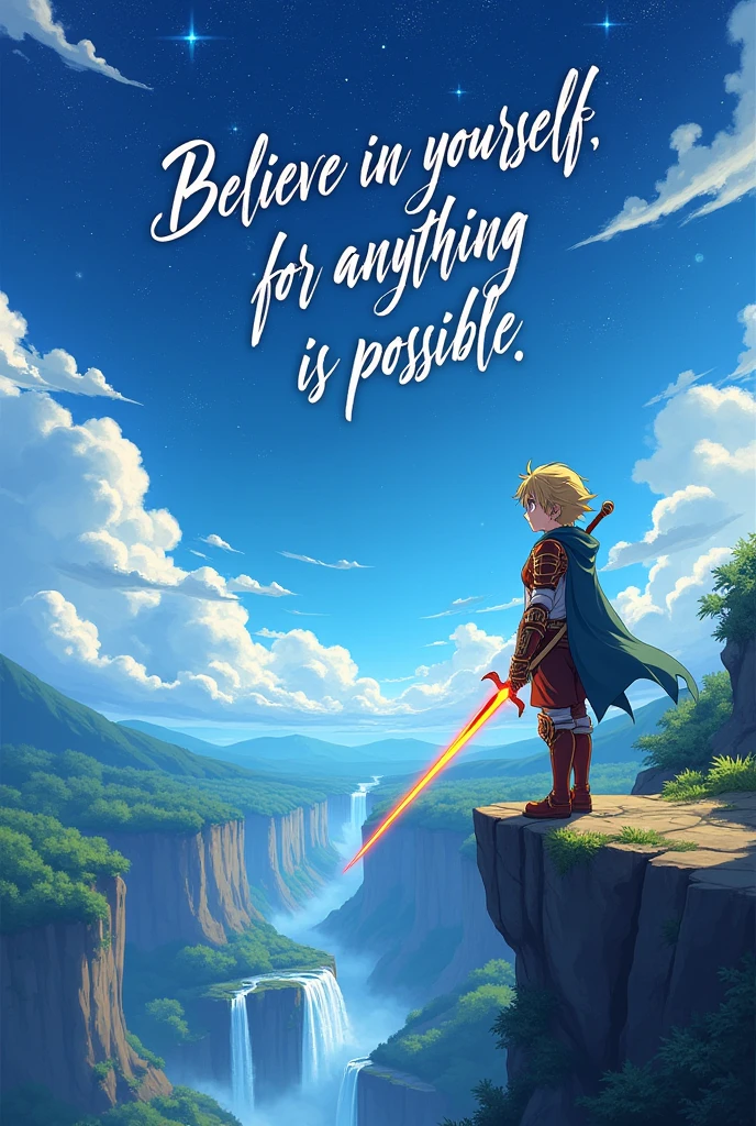 An anime drawing with a motivational quote
