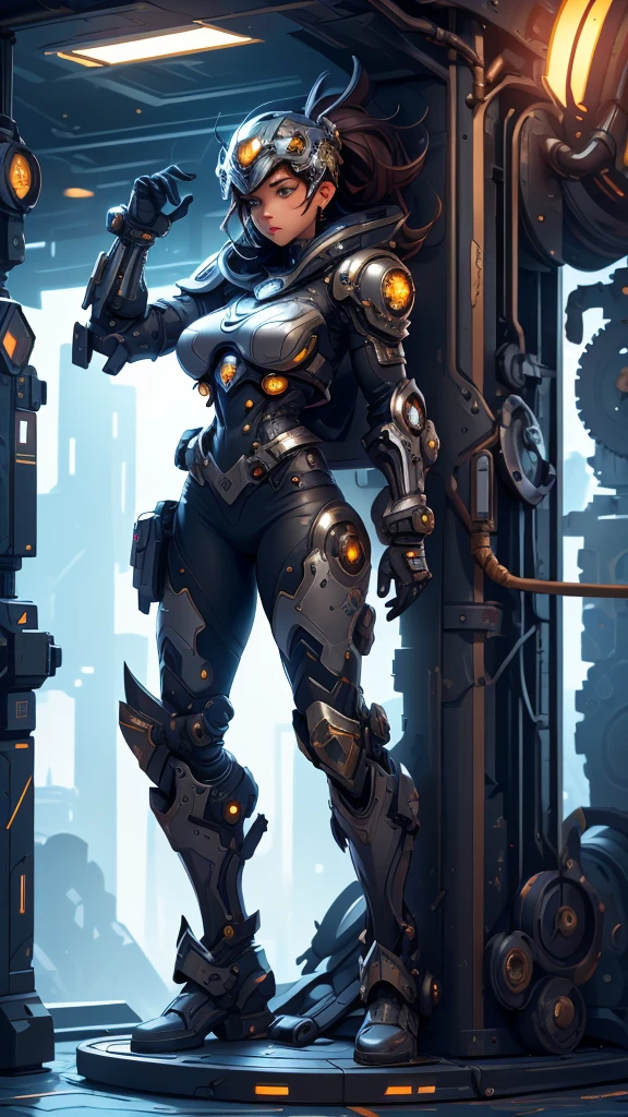 A detailed, high-quality Stable Diffusion prompt for the given theme:
futuristic metal glove, metal helmet, time machine, intricate machinery, gears, chrome, industrial, cyberpunk, advanced technology, detailed mechanical parts, shiny metal surfaces, complex steampunk design, cinematic lighting, dramatic shadows, moody atmosphere, hyper-detailed, award-winning CGI, masterpiece, 8k, photorealistic