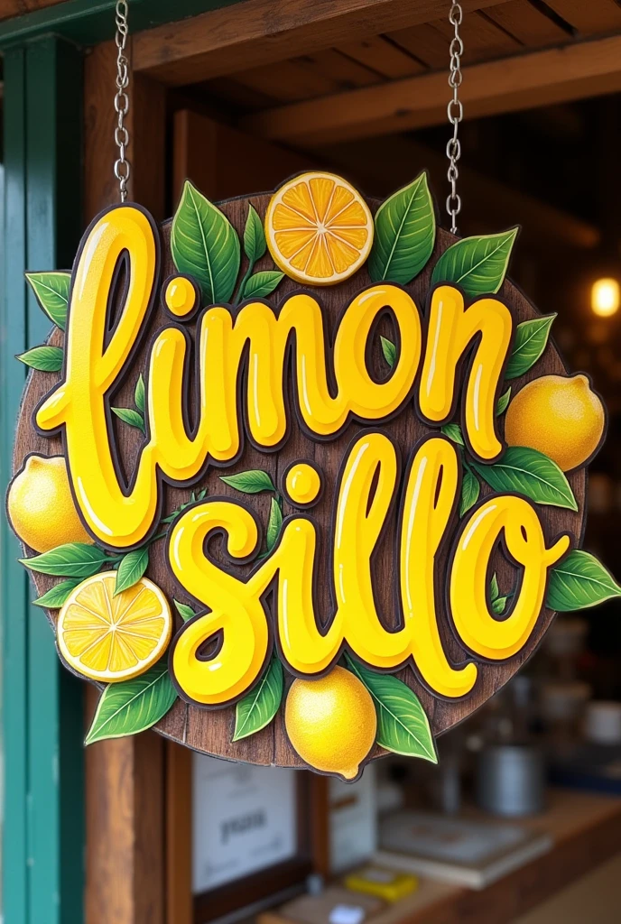 Create a sign that says 'limonsillo' with a photo of this. In Spanish 