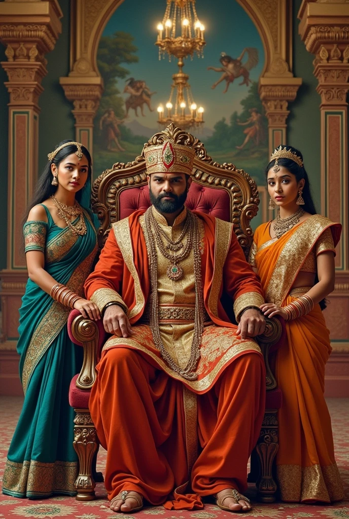  Indian King with two Queens 