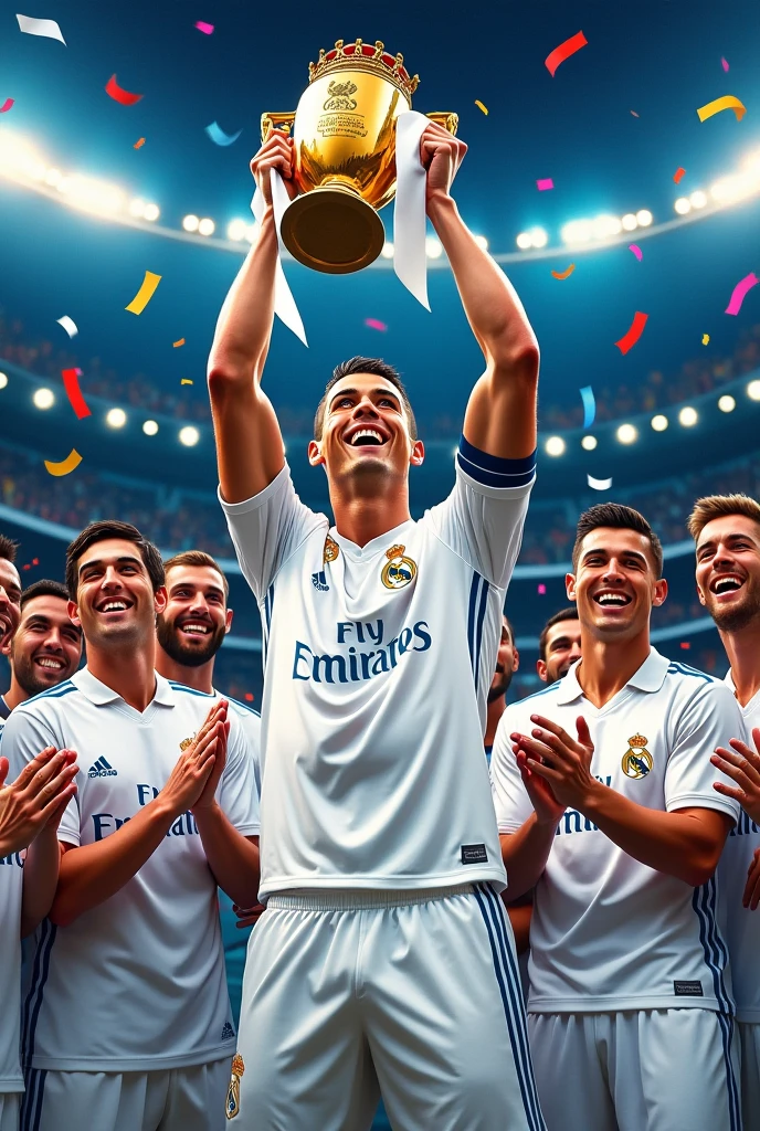 Show me Ronaldo staying in Real Madrid and he celebrating because he won the super cup 
