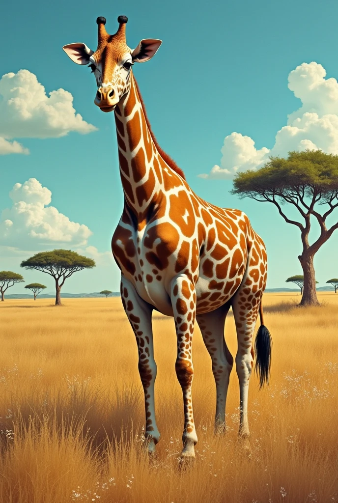 Half cow with giraffe