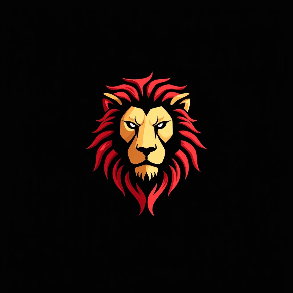 Je veux créer un logo avec le nom carry ecrie en avant une tête de lion, red and gold in color, with a black background