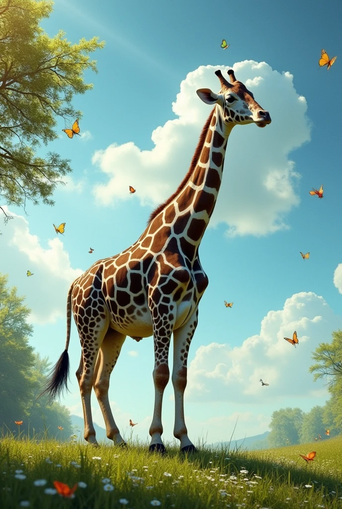 Cow with mutation transforming into giraffe