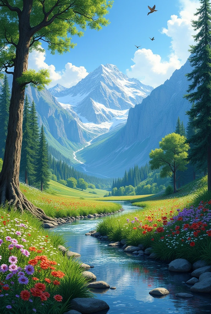 complex detailed scenery drawing