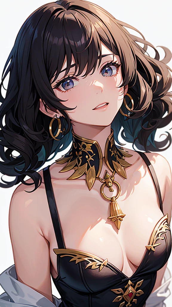 Shortcuts, Natural curls, Earrings, tooth, anime, male