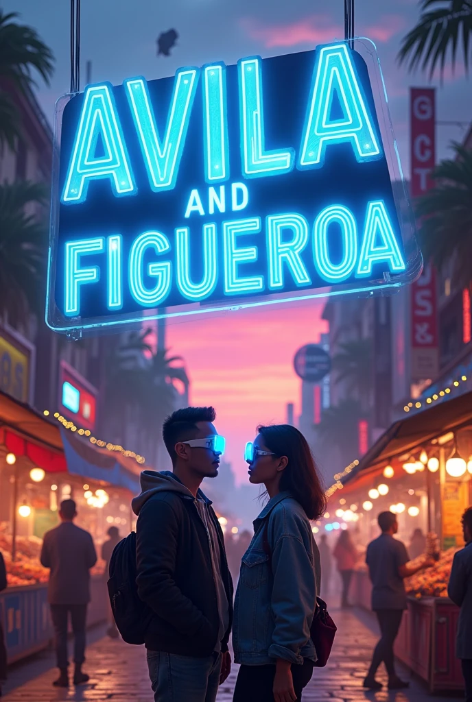 Could you put on a futuristic sign with the last names 'Avila and Figueroa'