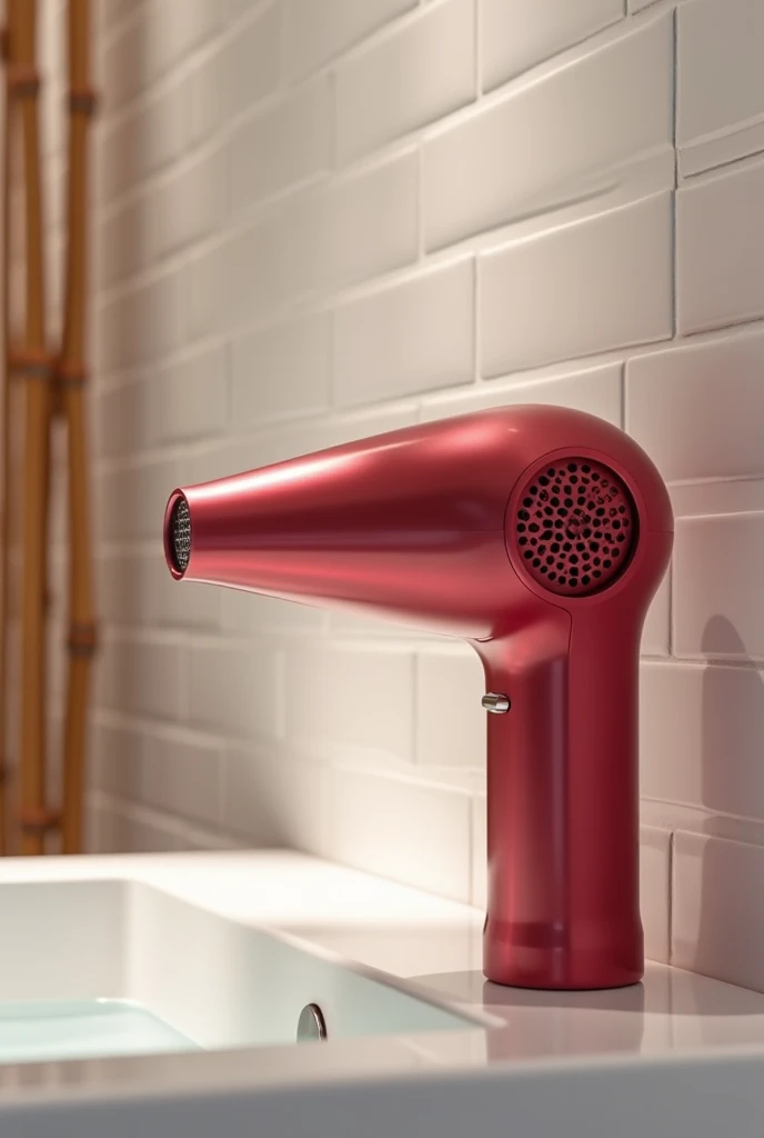 a quiet wireless technological dryer with the color red