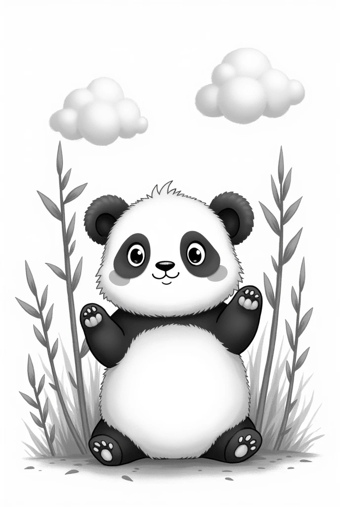 black and white drawing animal in kawai style