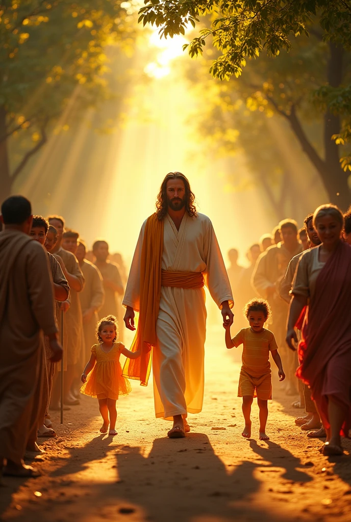 Where Jesus passes there is healing
Drawing of Jesus walking down the road with sick people, blind, thighs and as it passes, sheds a drop of blood and the person is healed