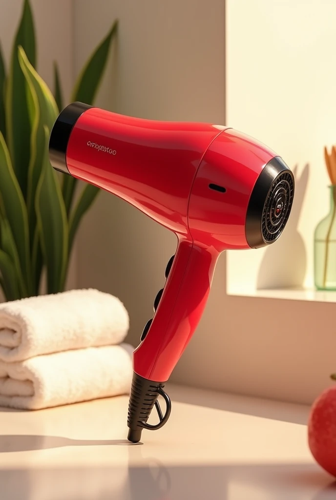 a quiet wireless technological hair dryer with bottom air outlet in red color