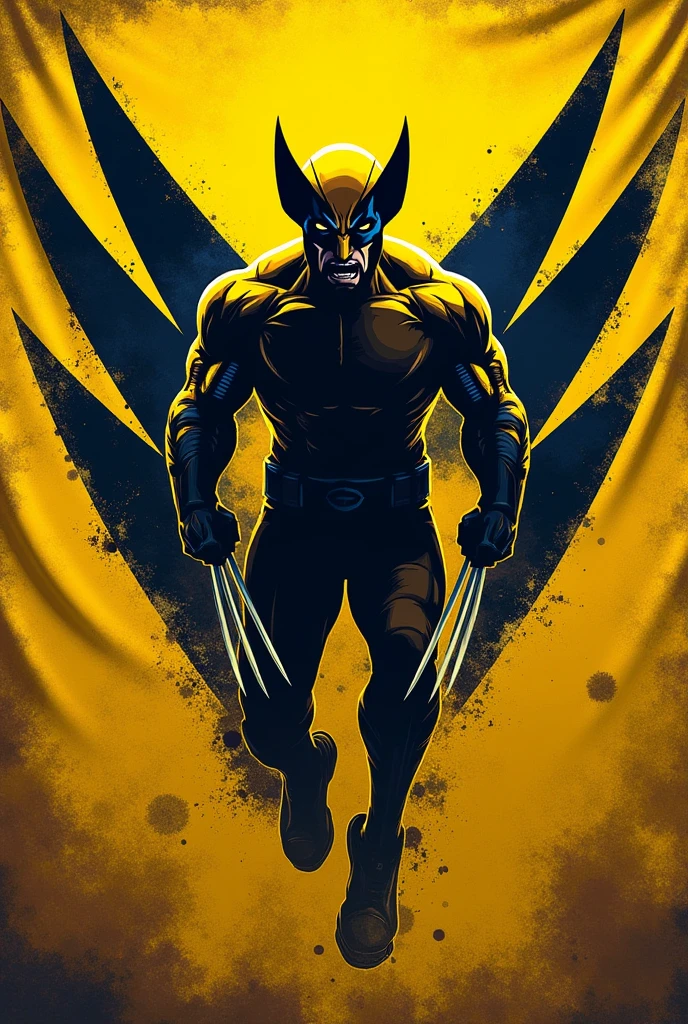 Generate a sports flag based on wolverine character and yellow color