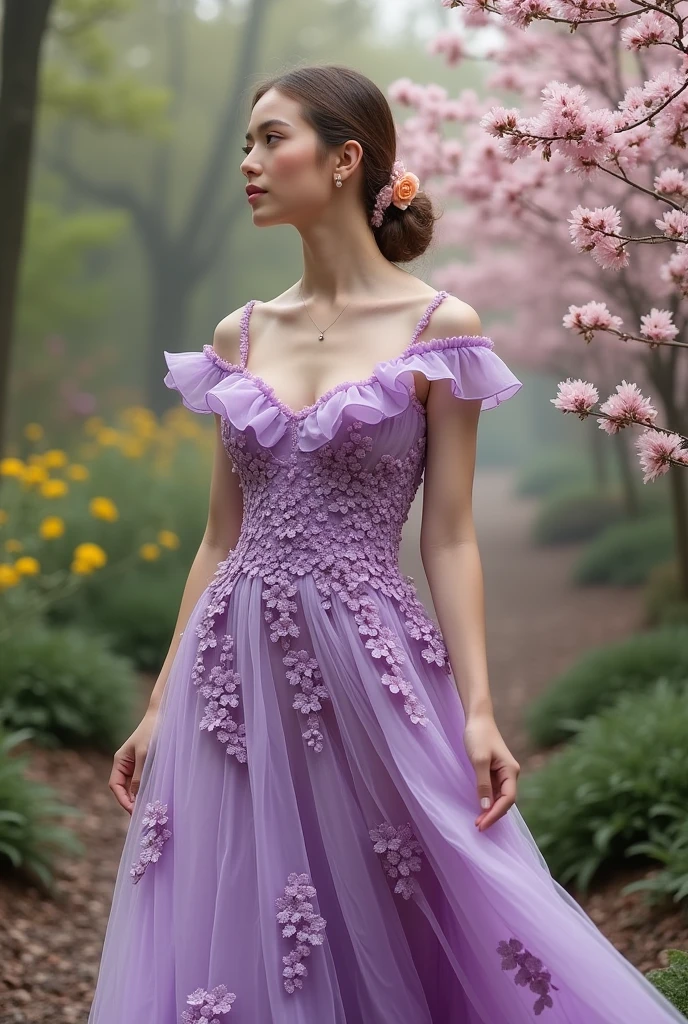 A floral clothing art for my brand naazique. Please don't show womens. Show a kind of dress with color lavender or magenta combination.
Remove face