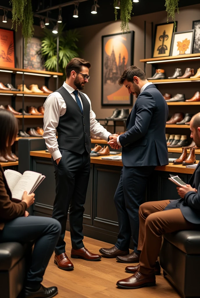 In a men's shoe store