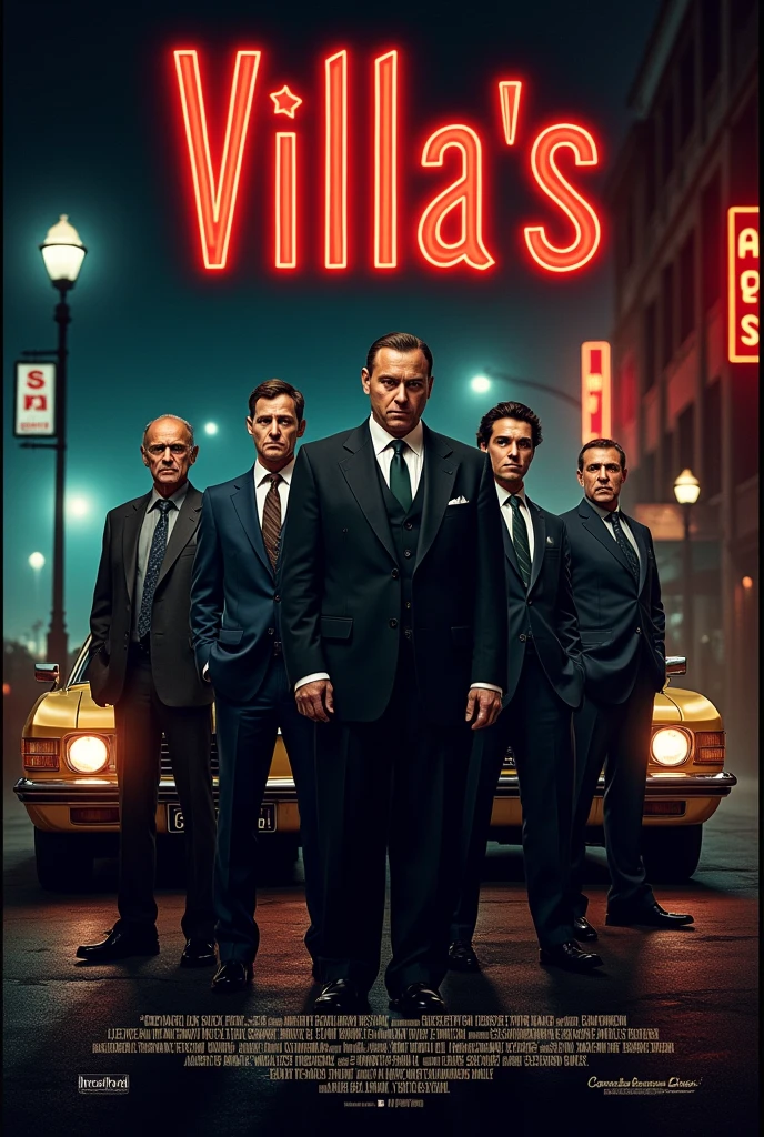 I want a cover based on the Sopranos series with a picture of the men from the series and the title “Villa’s” with some quote from the series about family