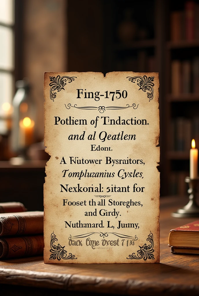 I want the model of a leaflet made in 1750, characteristics of the letters and fonts, the color of the paper