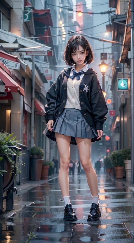 (((Lift the edge of the skirt with your hand:1.3))), (((skirt rift:1.3))), (((lift skirt myself:1.3))), ((panties focus)), ((shool uniform)), ((Cardigan)), ((a miniskirt)), Modern old cityscape,  (The FW), 1womanl, Solo, 24 year old, 7headed body, (cute  face), (Ideal ratio body proportions), (Composition from head to thigh), Smiling smile, erectile nipple, Sexy body, Wet, short-hair, Dark hair, small tits, A slender, Small buttocks, beauty legs, Skinny Legs, surrealism, Cinematic lighting, depth of fields, One-person viewpoint, F/1.8, 135 mm, nffsw, masutepiece, ccurate, ((Anatomically correct)), Textured skin, Super Detail, high details, High quality, awardwinning, Best Quality, hight resolution, 8K