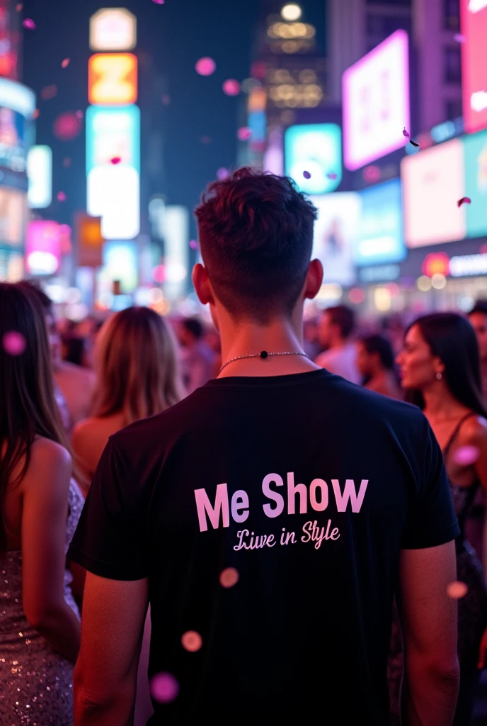 Night out party wearing t-shirt luxury brand called me show tagline live in style