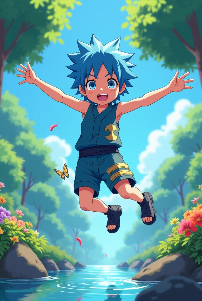 Create a Naruto character with the characteristics of Suigetsu, but as a child.