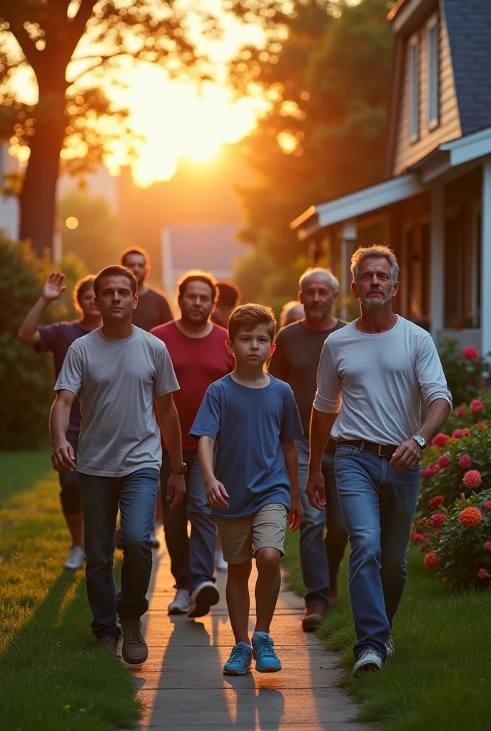 Neighbors going to look for boy at his house