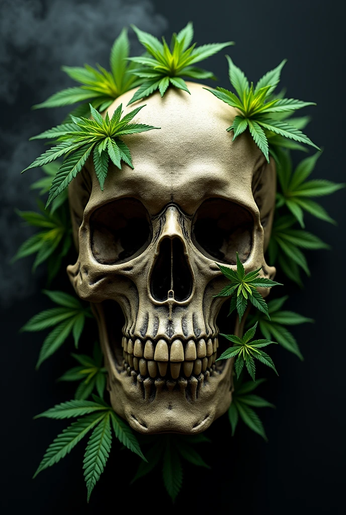Cool skull with cannabis leaves