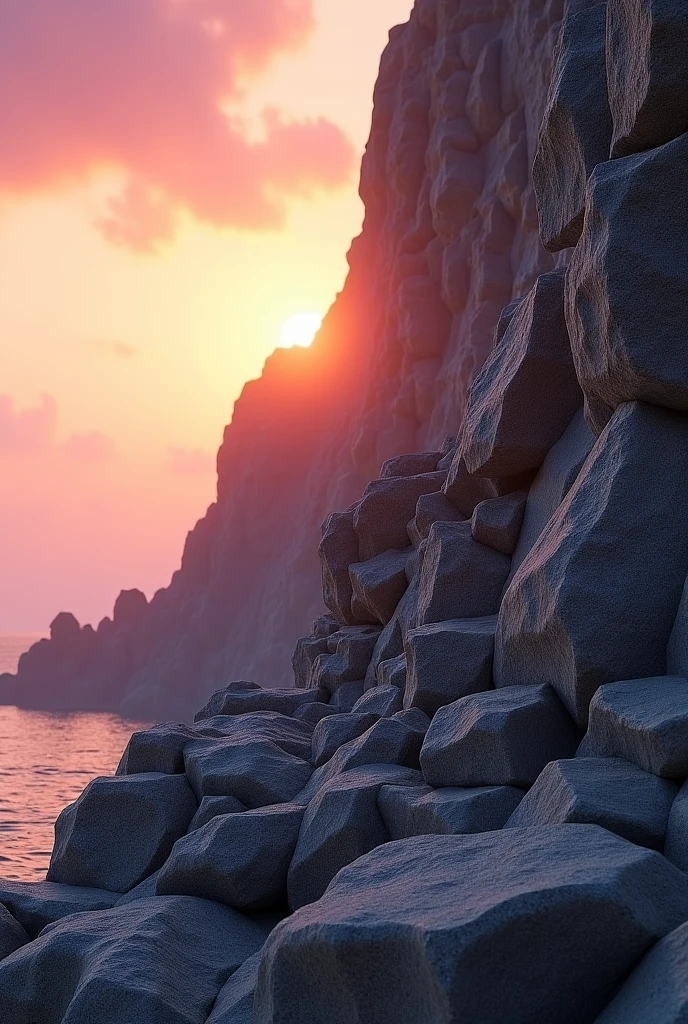 Take a full realistic photo of a beautiful rocky cliff,  NVIDIA PBR Iray physical lighting, Daz Studio 4 Pro, RTX 3060