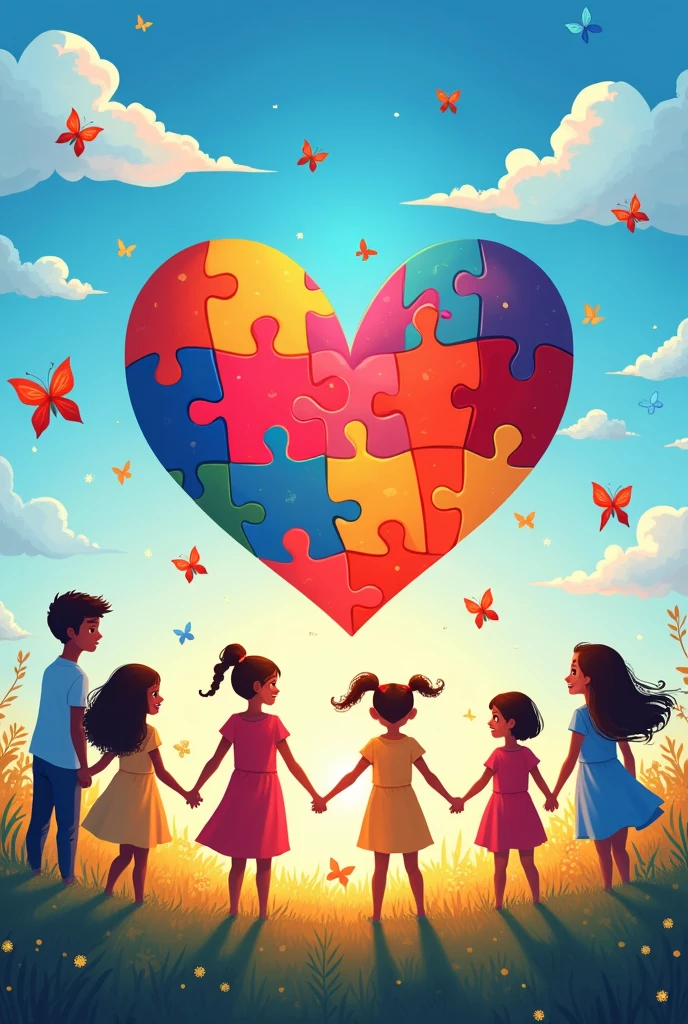 Create a background related to Autism, Inclusion, Heart