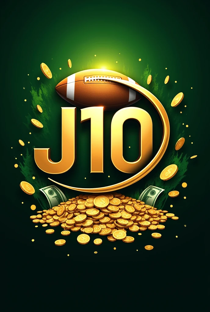 Logo with the name "J10", football and money theme