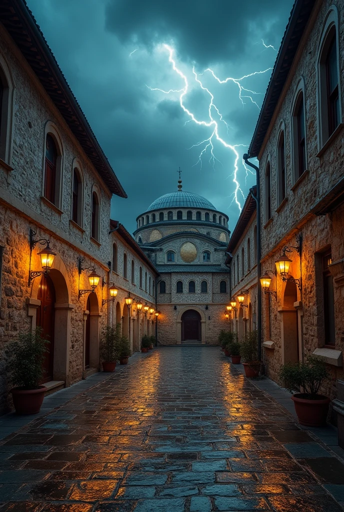 kariye museum looks like medieval stormy night in istanbul