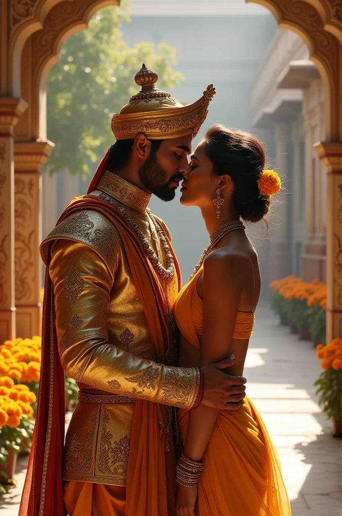 Indian king give lip kiss to her wife in front of public and his wife in nude