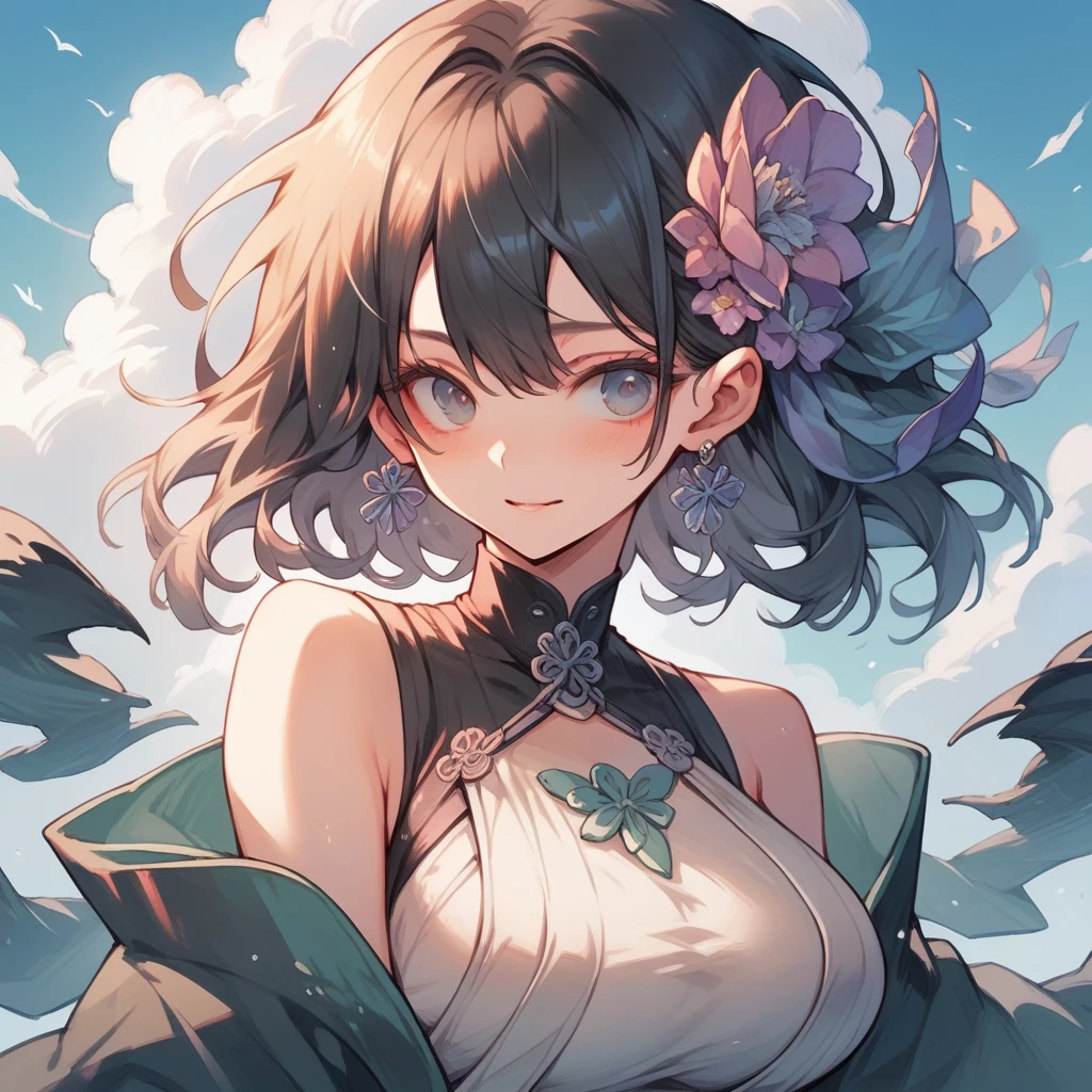 A Japanese beautiful girl with large breasts enters the sea and her clothes become transparent.