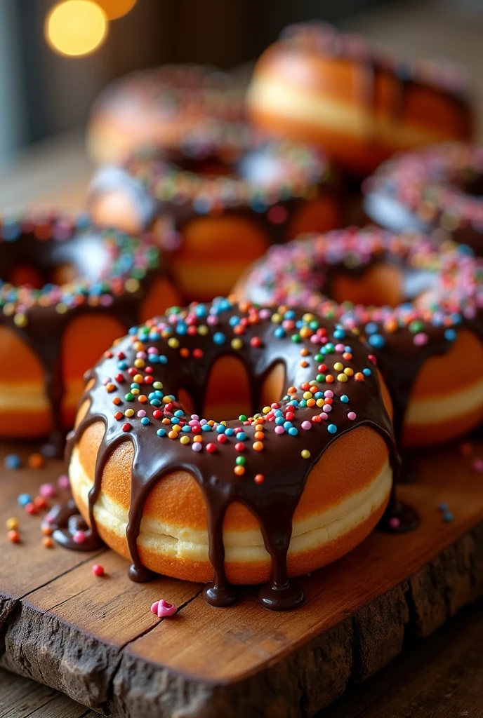 Long donuts with chocolate