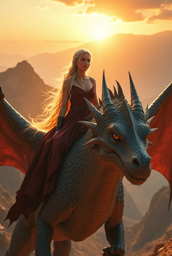Emilia Clarke, daenerys targaryen, game of thrones naked on top of the dragon, ultra realisitic, Photorealist