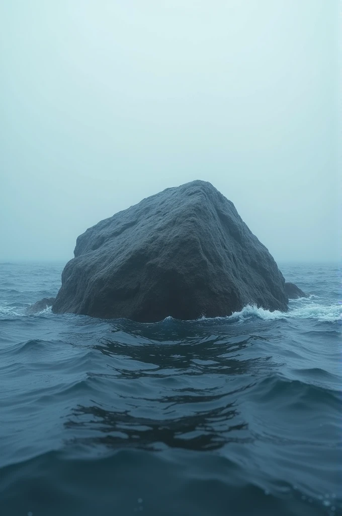 I am the rock with nothing of gold or other things, just me, the most important in the sea, only I remain. It is the simplest, but the most impressive, its texture and color are a lesson. , The message I want to convey is that there are always second chances , very royal style , 48k piece of art use the rule of thirds use the rules of cinema unique piece fog around the stone