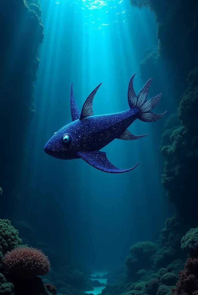 The abyssal fish in the deep blue sea 
