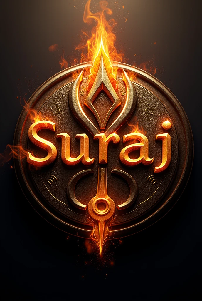 Create professional logo suraj name and add Edit's text below logo and add fire strike, add metal gold texture, add camera, add mahadev trishul
Make it 3D