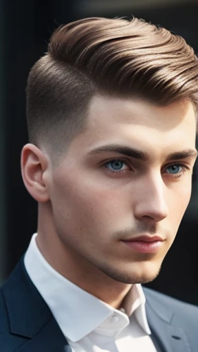 Photo with color A man Abramowicz short stylish hair focus on the face. 
