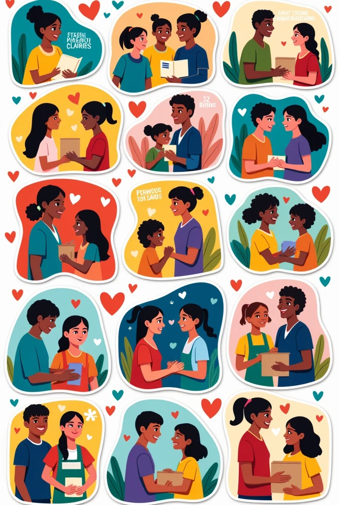Collage style stickers about social work
