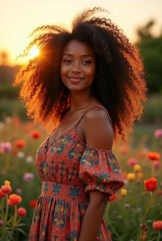beautiful mixed-race woman with curly hair