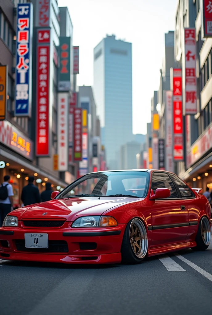 1996 Honda Civic JDM style red two-door coupe from Japan