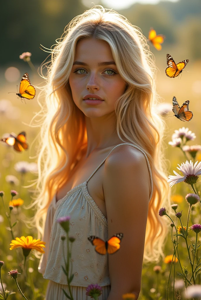 Blonde with blue eyes,
