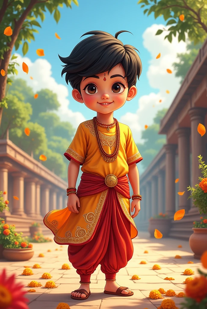 Indian hindu boy in traditional dress anime