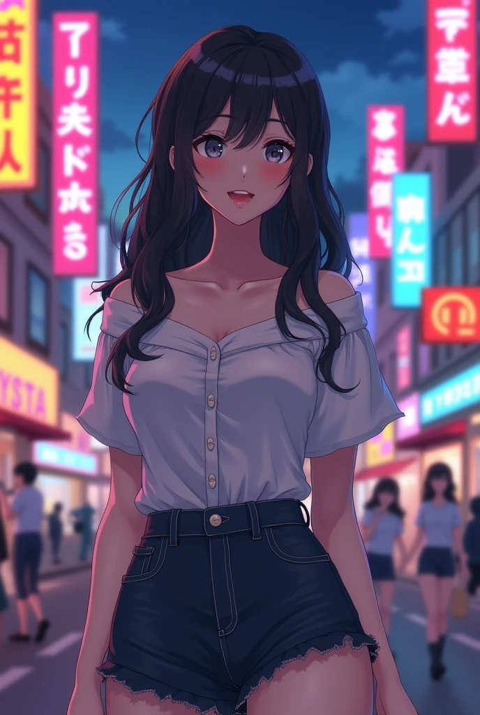 22 years old, 1.60 m, black hair, gray eyes, , a little chubby, big ass, snow-we skin, anime